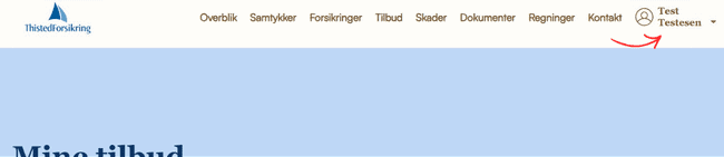 Step 2 - Klik på dit navn i øverste højre hjørne